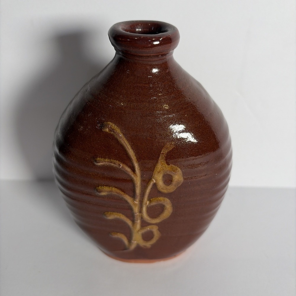 Redware Clay Pottery Old Sturbridge Village Vase VTG